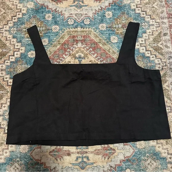 NWT Anthropologie Porridge• Black Cotton and Linen Square neck crop top size s - Picture 9 of 9
